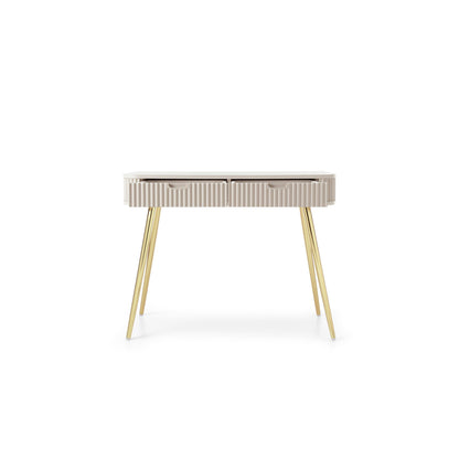 Zova Cashmere Vanity Table - Modern Vanity with Two Drawers and Grooved Fronts