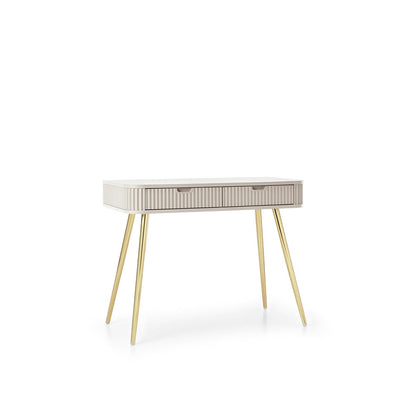 Zova Cashmere Vanity Table - Modern Vanity with Two Drawers and Grooved Fronts