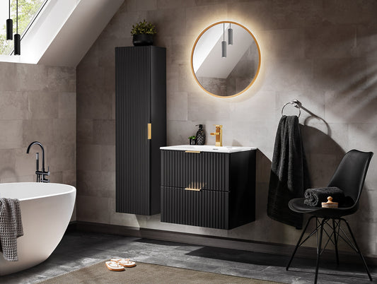 Adel Black Bathroom with High Cabinet Sky 60 cm SET-ADB B