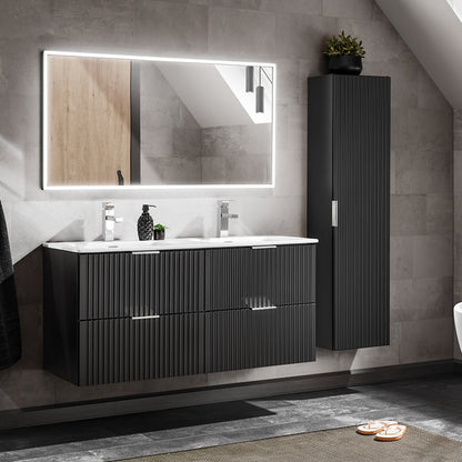 Adel Black Bathroom with High Cabinet Sky 120 cm SET-ADB B