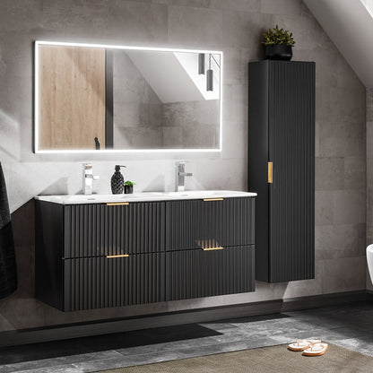 Adel Black Bathroom with High Cabinet Sky 120 cm SET-ADB B