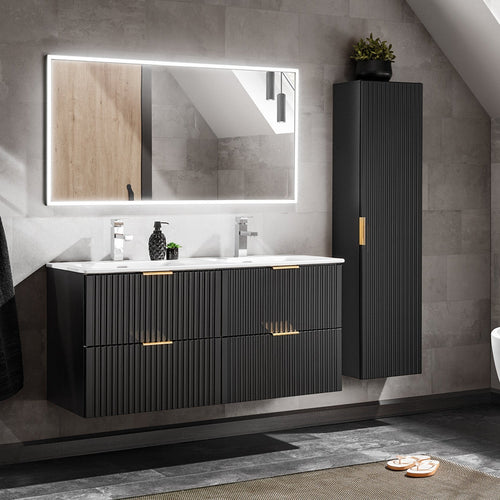 Adel Black Bathroom with High Cabinet Sky 120 cm SET-ADB B
