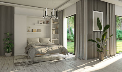 Customizable Genius Murphy Bed Furniture Set 140 x 200 cm White Matt, LED Lighting