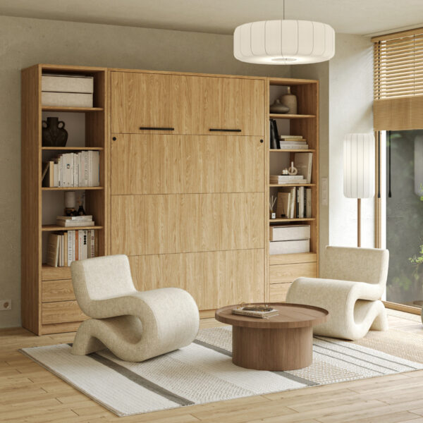 Customizable Murphy Bed Basic Vertical Furniture Set Sonoma Oak 90, 120, 140 x 200 cm