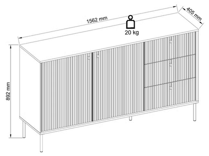 MO Iris Sideboard 2-Door 3-Drawer – Grey