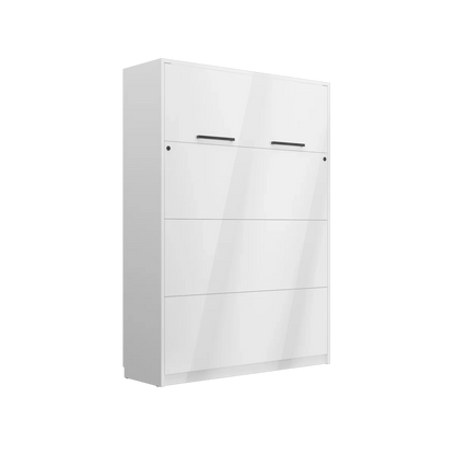 Genius Murphy Bed with Sofa White Gloss 140 x 200 cm, LED Lighting