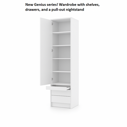 Customizable Genius Murphy Bed with Sofa Set 160 x 200 cm White Matt and LED Lighting