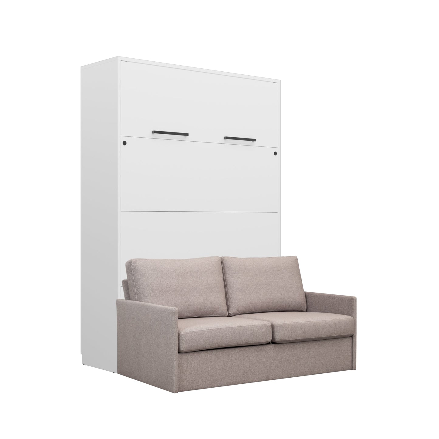 Genius Murphy Bed with Sofa White Matte 140 x 200 cm, LED Lighting