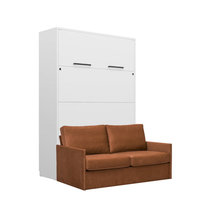 Customizable Genius Murphy Bed with Sofa Set 160 x 200 cm White Matt and LED Lighting