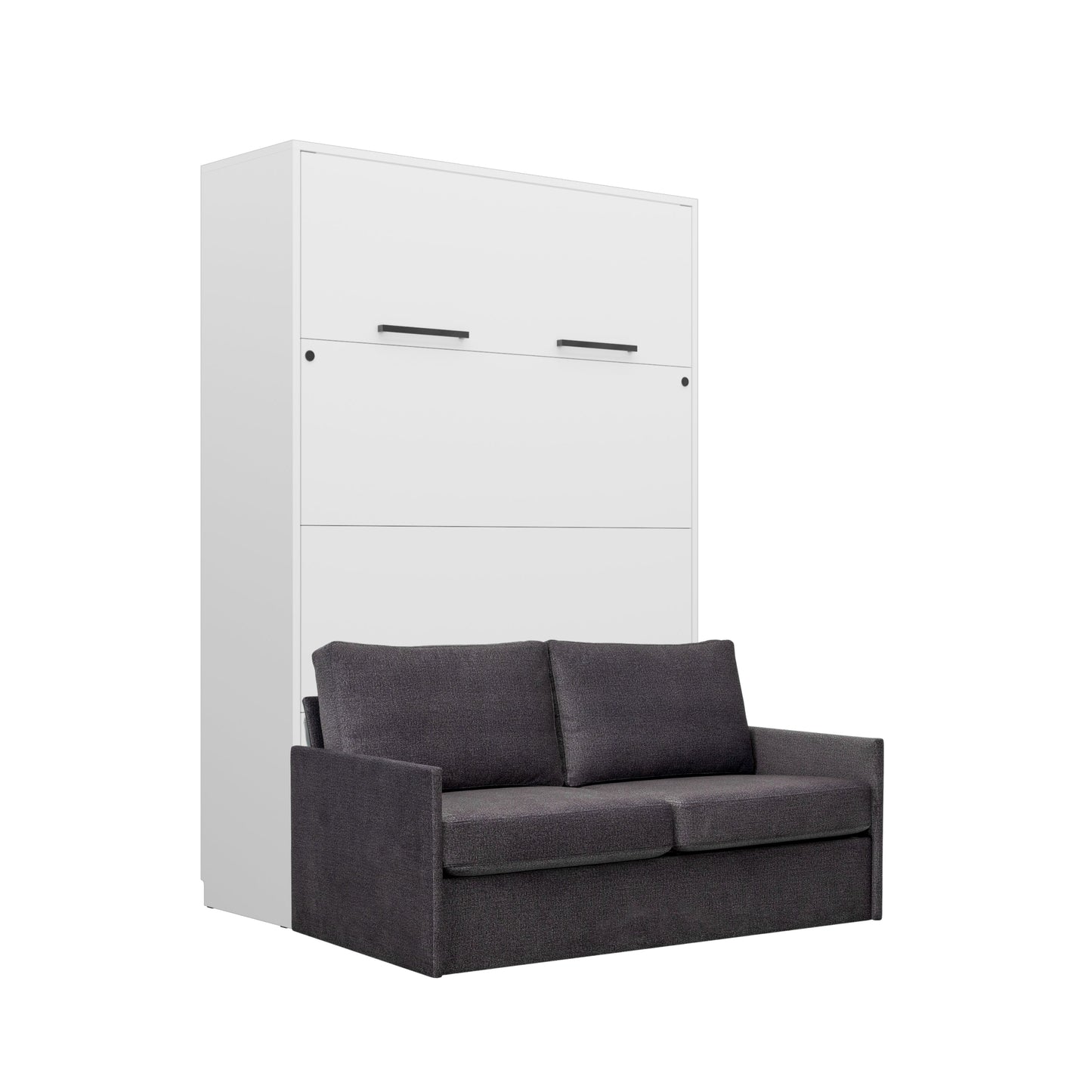 Customizable Genius Murphy Bed with Sofa Set 140 x 200 cm White Matt, LED Lighting
