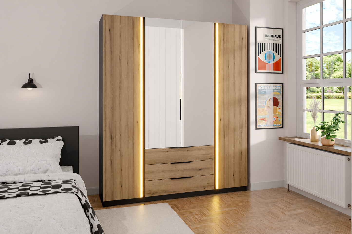 LE KAJA BL/EV 2F 2 3S Wardrobe with Mirror