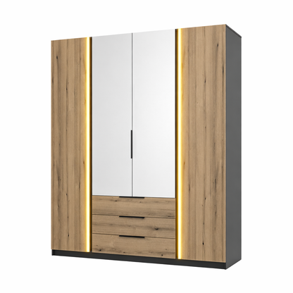 LE KAJA BL/EV 2F 2 3S Wardrobe with Mirror