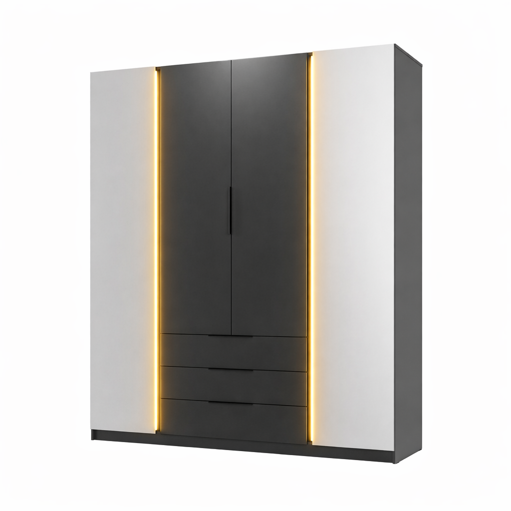 LE KAJA BL/BL 4 3S Wardrobe with Mirror