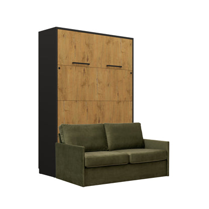 Genius Murphy Bed with Sofa Lancelot Oak 140 x 200 cm, LED Lighting