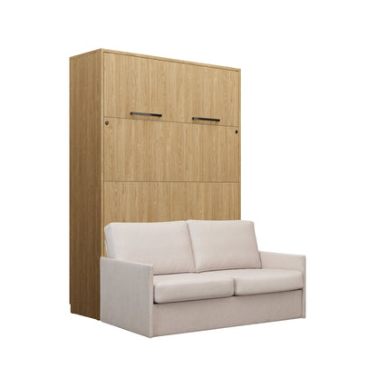 Genius Murphy Bed with Sofa Oiled Oak 140 x 200 cm SET, LED Lighting