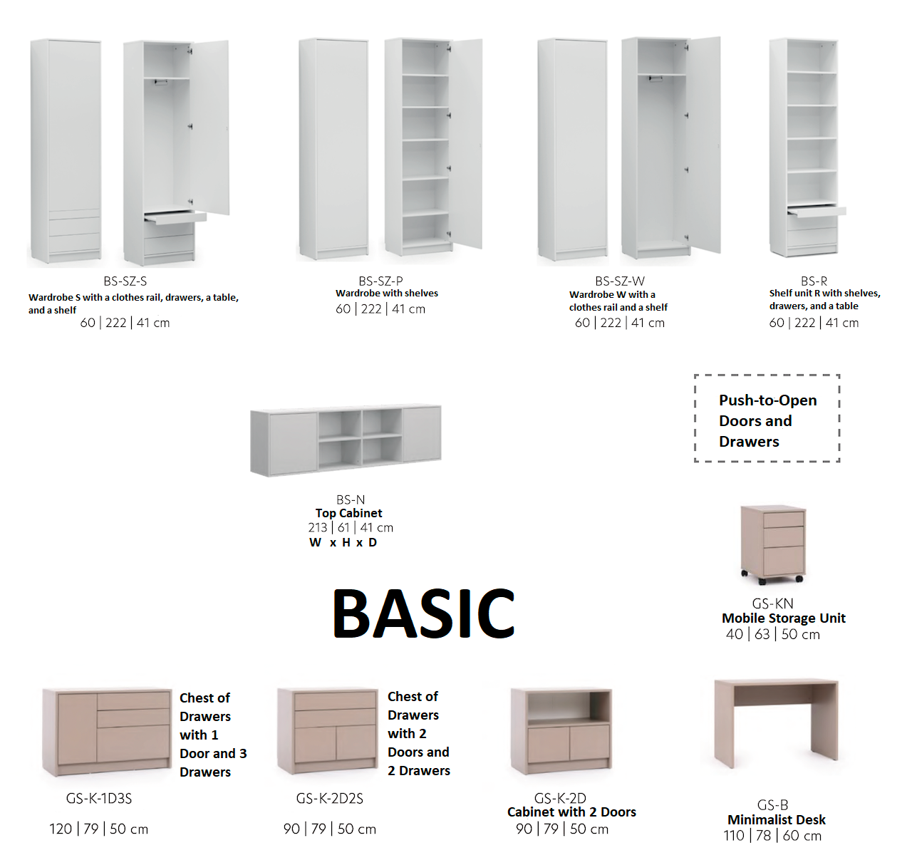 Customizable Murphy Bed BASIC Horizontal  Furniture Set Black and Lancelot Oak 90, 120, 140 x 200 cm