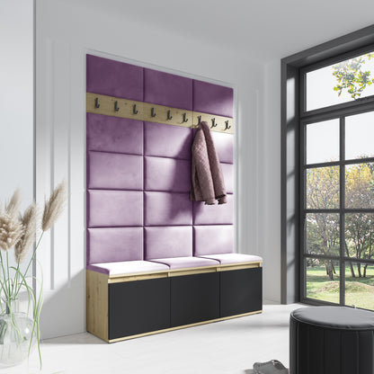 PK Emi 6 Hallway Wardrobe Artisan Oak / Black - Upholstered Panels in Various Colours