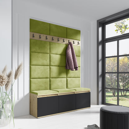 PK Emi 6 Hallway Wardrobe Artisan Oak / Black - Upholstered Panels in Various Colours