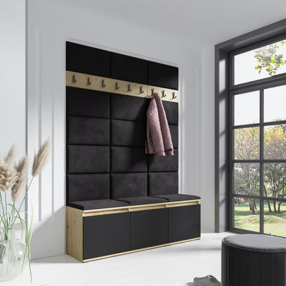 PK Emi 6 Hallway Wardrobe Artisan Oak / Black - Upholstered Panels in Various Colours