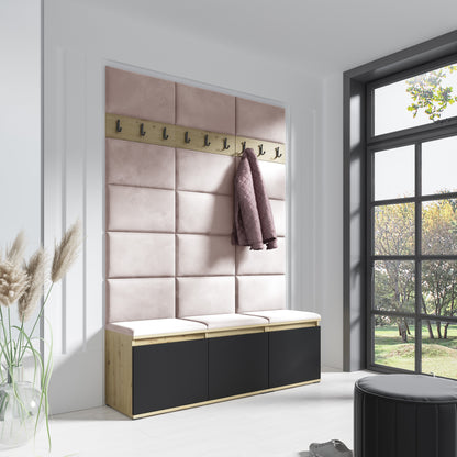 PK Emi 6 Hallway Wardrobe Artisan Oak / Black - Upholstered Panels in Various Colours