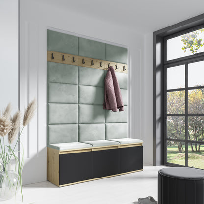 PK Emi 6 Hallway Wardrobe Artisan Oak / Black - Upholstered Panels in Various Colours