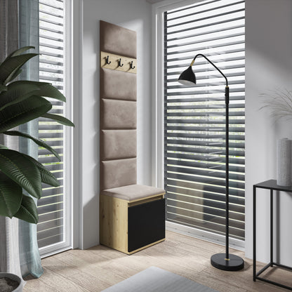 PK Emi 7 Hallway Wardrobe Artisan Oak / Black - Upholstered Panels in Various Colours