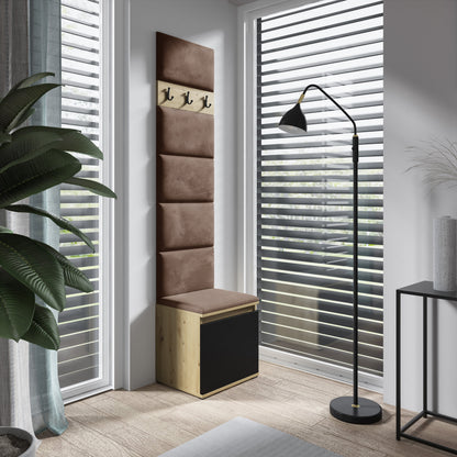 PK Emi 7 Hallway Wardrobe Artisan Oak / Black - Upholstered Panels in Various Colours