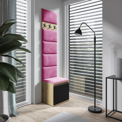 PK Emi 7 Hallway Wardrobe Artisan Oak / Black - Upholstered Panels in Various Colours