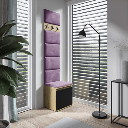 PK Emi 7 Hallway Wardrobe Artisan Oak / Black - Upholstered Panels in Various Colours