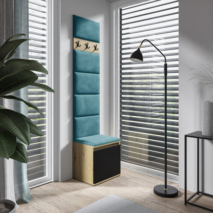 PK Emi 7 Hallway Wardrobe Artisan Oak / Black - Upholstered Panels in Various Colours