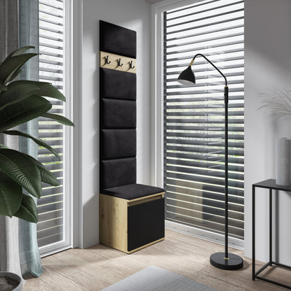 PK Emi 7 Hallway Wardrobe Artisan Oak / Black - Upholstered Panels in Various Colours