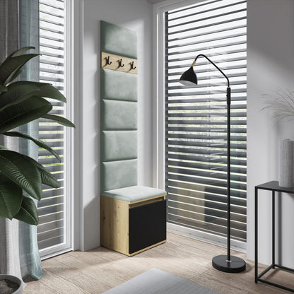 PK Emi 7 Hallway Wardrobe Artisan Oak / Black - Upholstered Panels in Various Colours