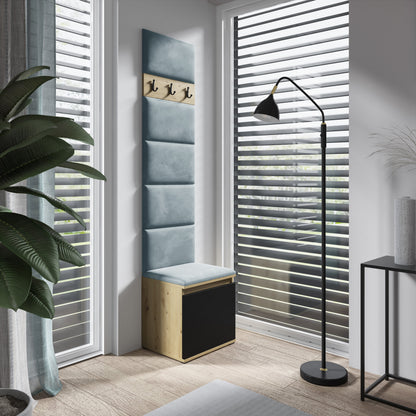 PK Emi 7 Hallway Wardrobe Artisan Oak / Black - Upholstered Panels in Various Colours