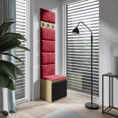 PK Emi 7 Hallway Wardrobe Artisan Oak / Black - Upholstered Panels in Various Colours