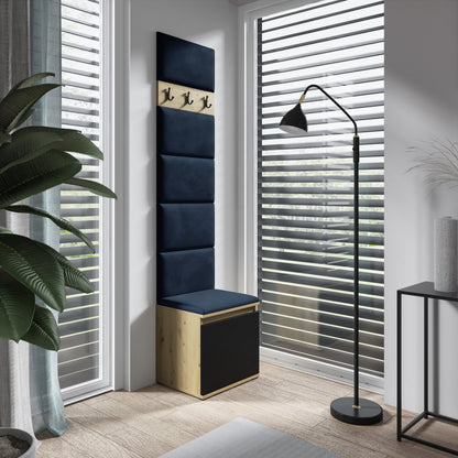 PK Emi 7 Hallway Wardrobe Artisan Oak / Black - Upholstered Panels in Various Colours