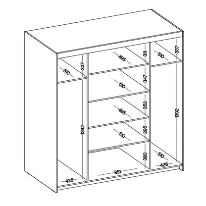 LE Elena 4D DL04 Mirrored Wardrobe in Lefkas Oak