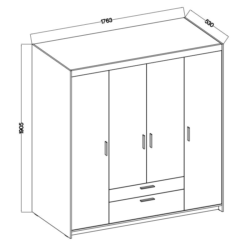 LE Elena 4D DL04 Mirrored Wardrobe in Sonoma Oak