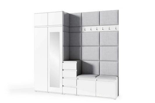 PK Emi 33 Hallway Wardrobe White - Upholstered Panels in Various Colours
