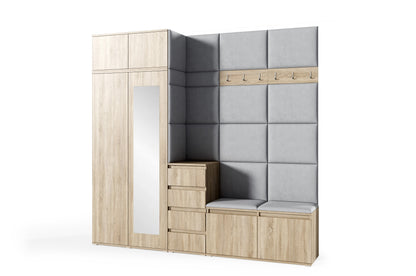 PK Emi 33 Hallway Wardrobe Sonoma Oak - Upholstered Panels in Various Colours