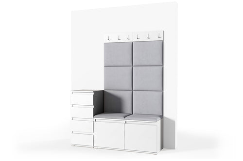 PK Emi 34 Hallway Wardrobe White - Upholstered Panels in Various Colours