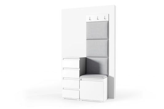 PK Emi 36 Hallway Wardrobe White - Upholstered Panels in Various Colours