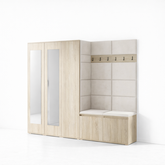 PK Emi 15 Hallway Wardrobe Sonoma Oak - Upholstered Panels in Various Colours