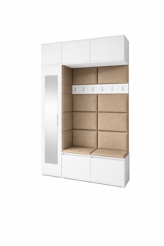 PK Emi 21 Hallway Wardrobe White - Upholstered Panels in Various Colours