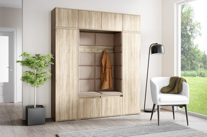 PK Emi 32 Hallway Wardrobe Sonoma Oak- Upholstered Panels in Various Colours
