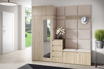 PK Emi 33 Hallway Wardrobe Sonoma Oak - Upholstered Panels in Various Colours