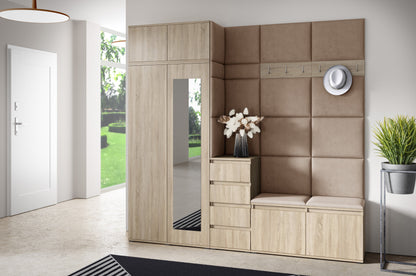 PK Emi 33 Hallway Wardrobe Sonoma Oak - Upholstered Panels in Various Colours