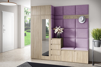 PK Emi 33 Hallway Wardrobe Sonoma Oak - Upholstered Panels in Various Colours