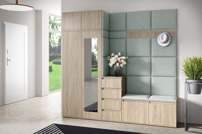 PK Emi 33 Hallway Wardrobe Sonoma Oak - Upholstered Panels in Various Colours