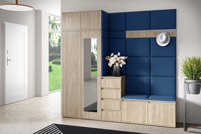 PK Emi 33 Hallway Wardrobe Sonoma Oak - Upholstered Panels in Various Colours