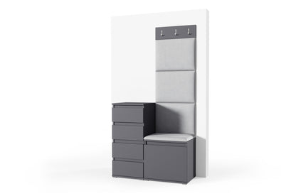 PK Emi 36 Hallway Wardrobe Graphite - Upholstered Panels in Various Colours